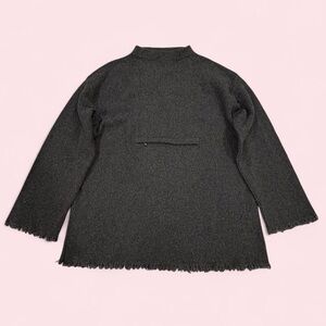 Vintage mock neck wool sweater fringe trim and zipper pouch By L&F